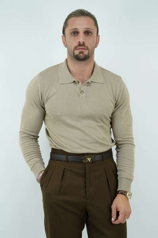 Polo in filo beige