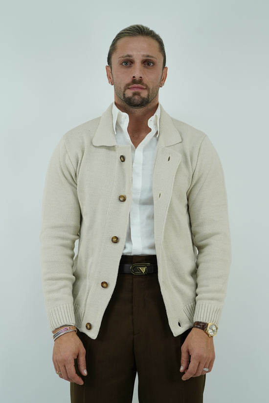 Cardigan beige in lana