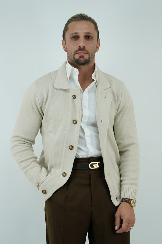 Cardigan beige in lana