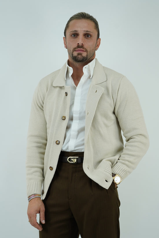 Cardigan beige in lana