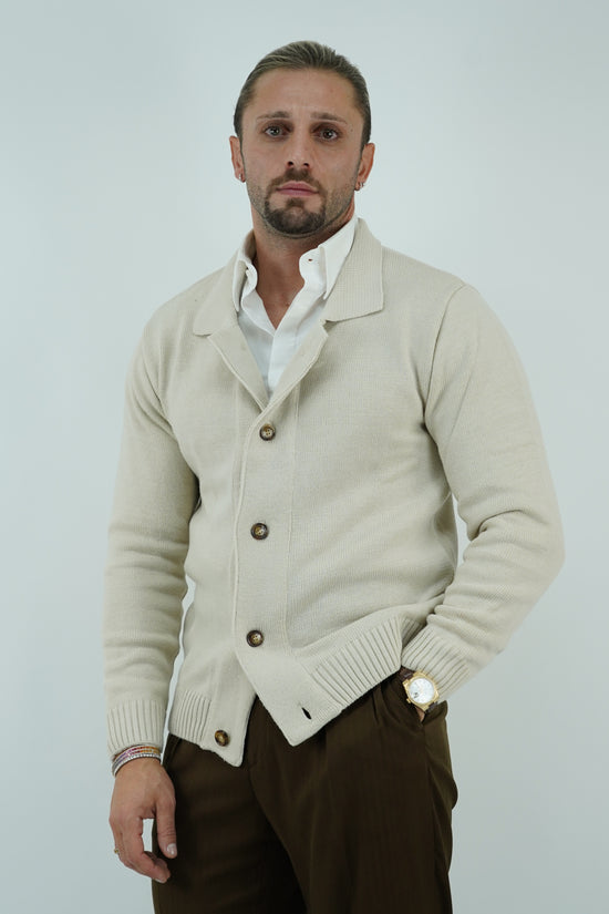 Cardigan beige in lana