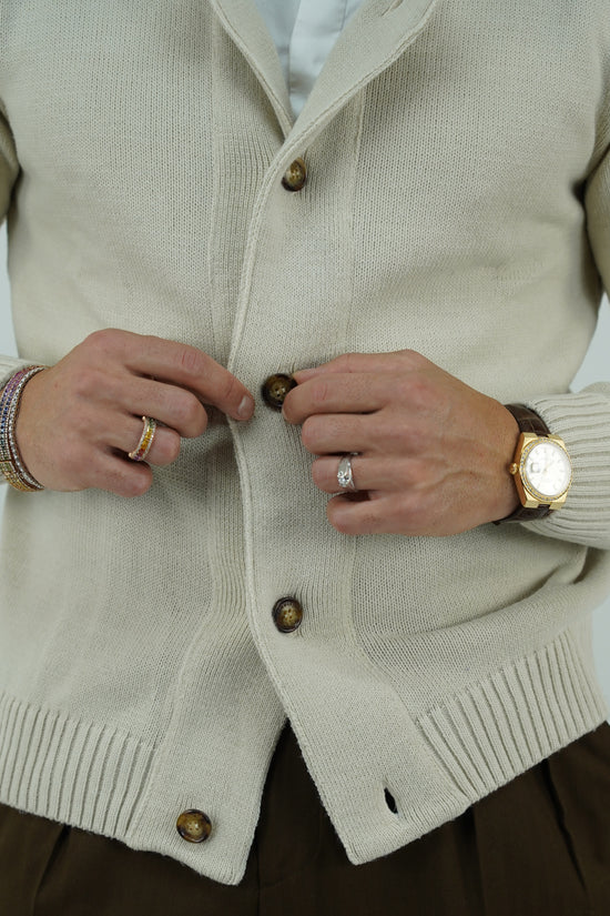 Cardigan beige in lana