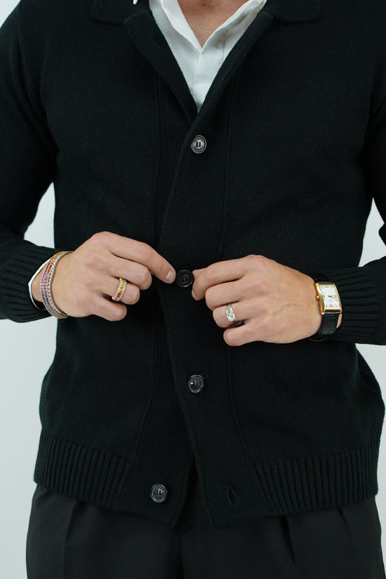 Cardigan nero in lana