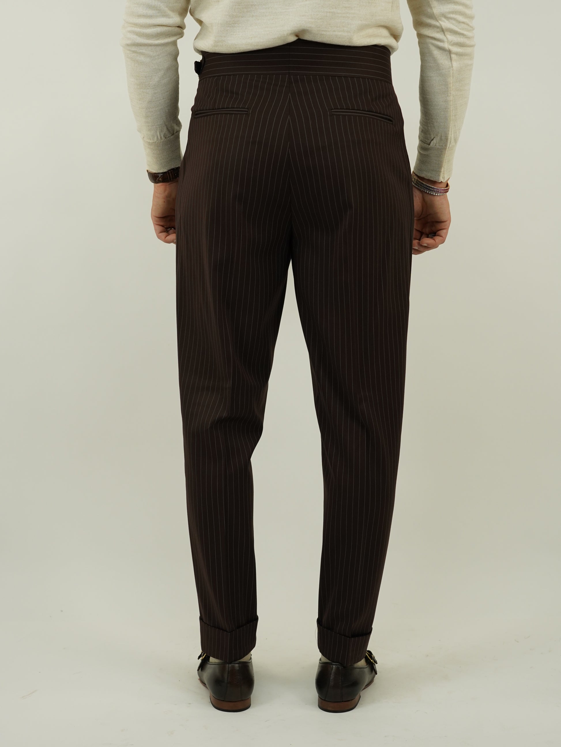 Gurkha elegant gessato marrone