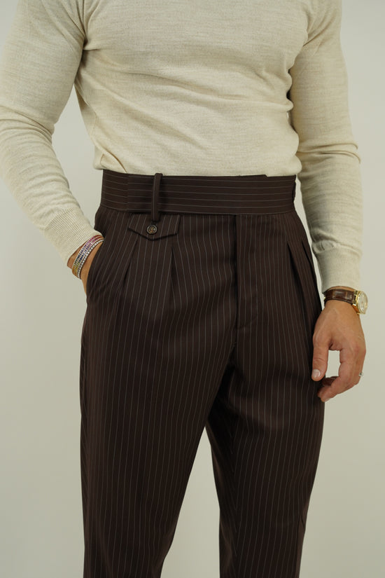 Gurkha elegant gessato marrone