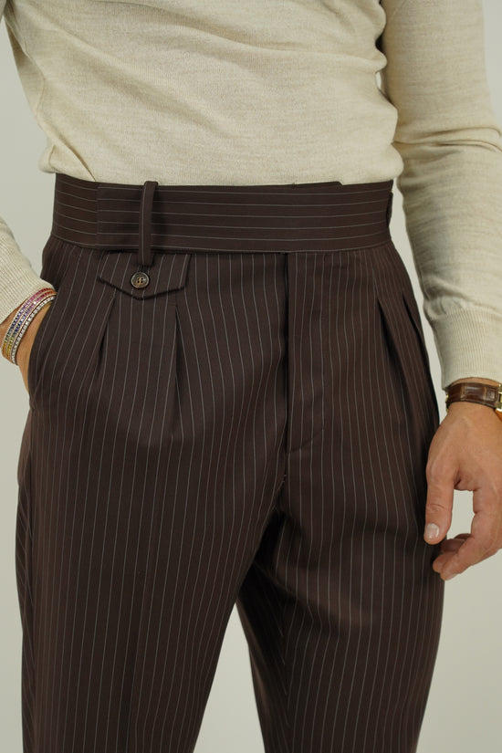 Gurkha elegant gessato marrone