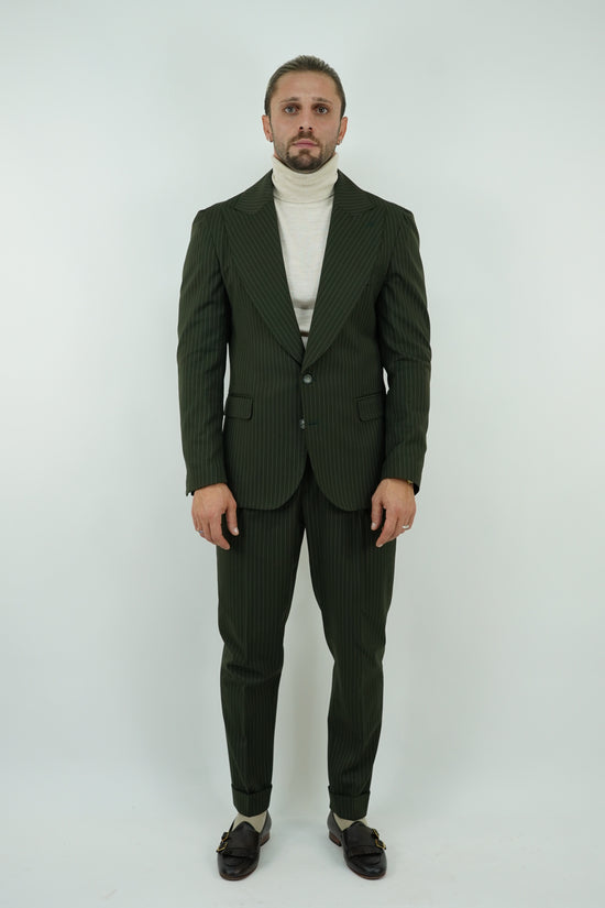 Abito Extensive monopetto petto a lancia gessato verde