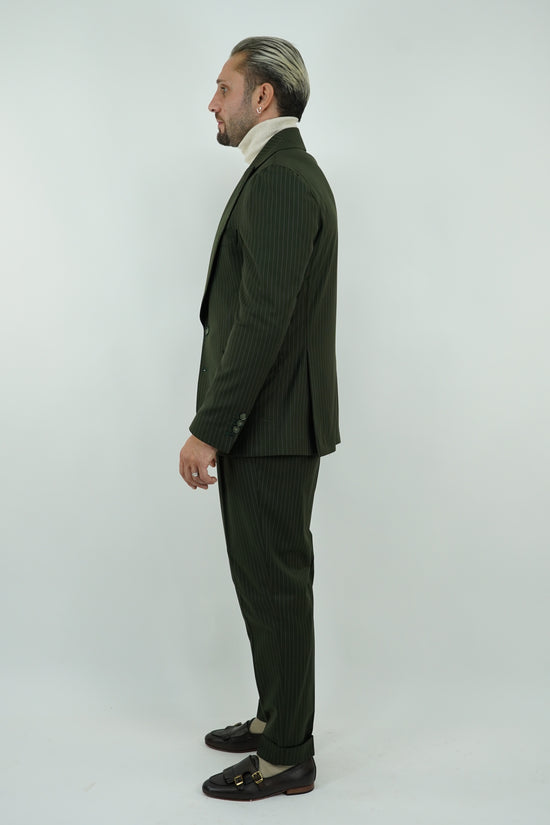 Abito Extensive monopetto petto a lancia gessato verde