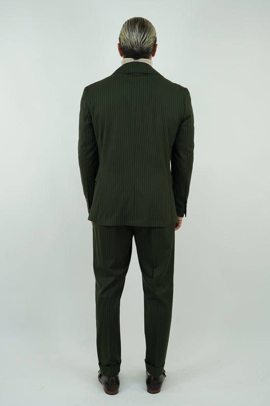 Abito Extensive monopetto petto a lancia gessato verde