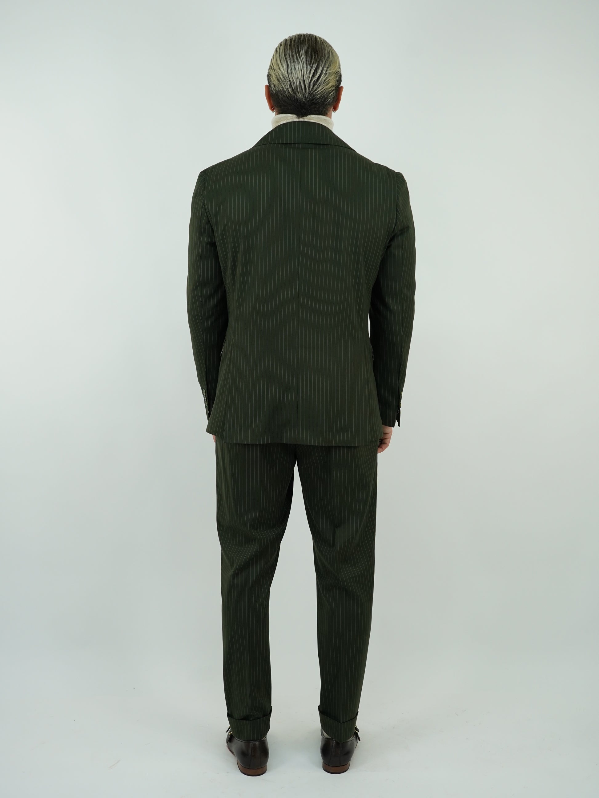 Abito Extensive monopetto petto a lancia gessato verde