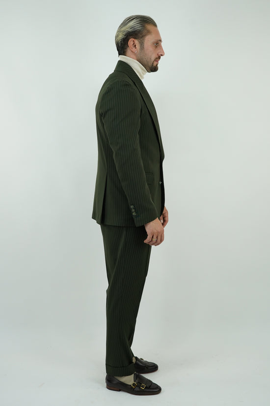 Abito Extensive monopetto petto a lancia gessato verde