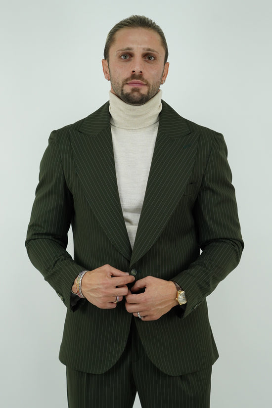 Abito Extensive monopetto petto a lancia gessato verde