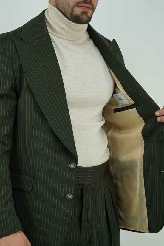 Abito Extensive monopetto petto a lancia gessato verde