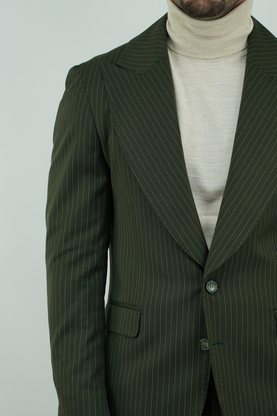 Abito Extensive monopetto petto a lancia gessato verde