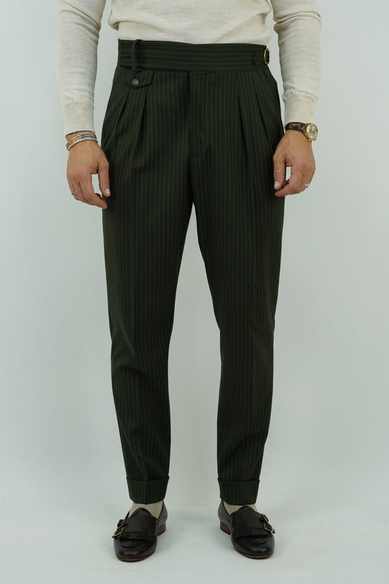 Abito Extensive monopetto petto a lancia gessato verde