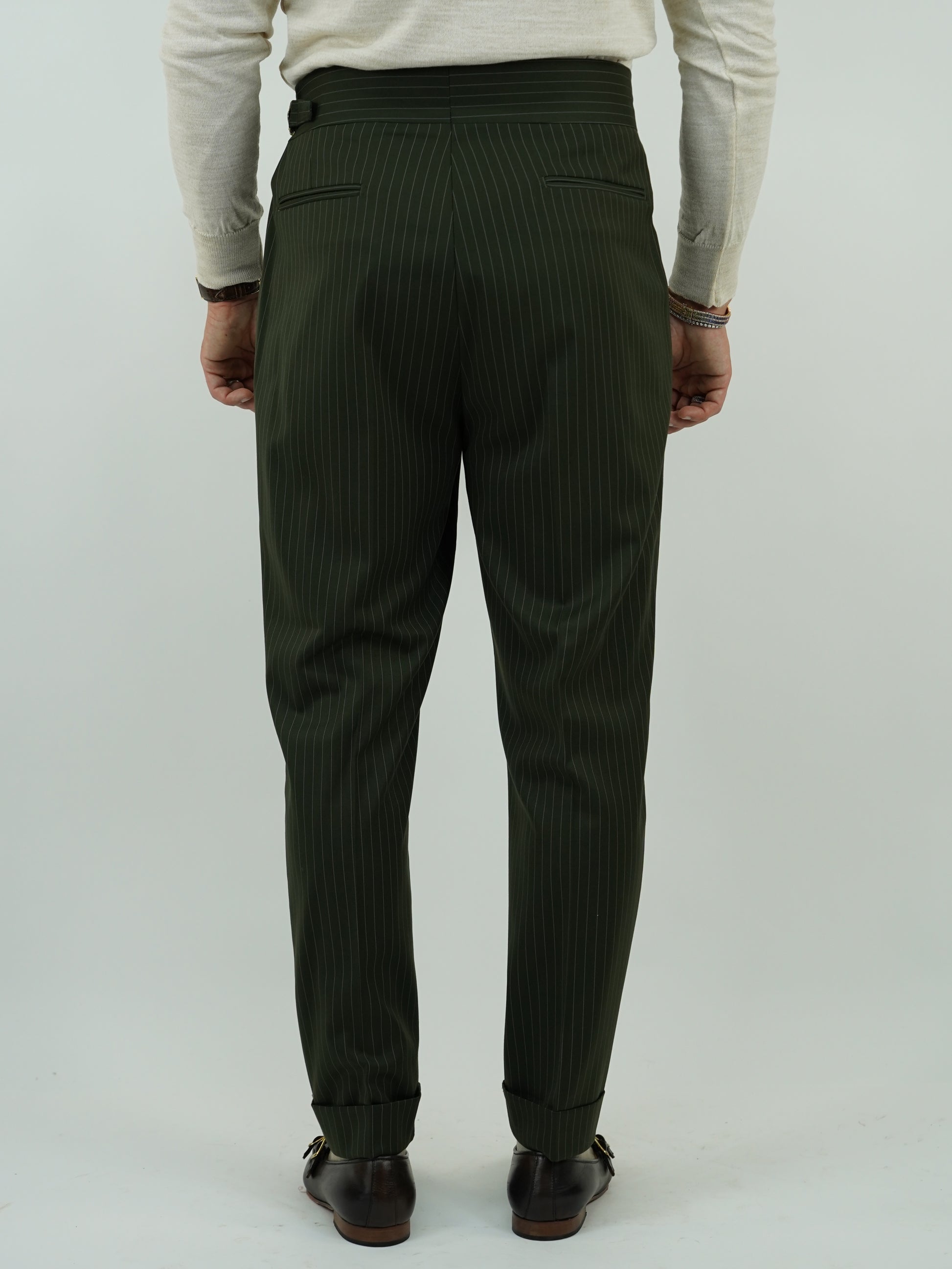 Abito Extensive monopetto petto a lancia gessato verde