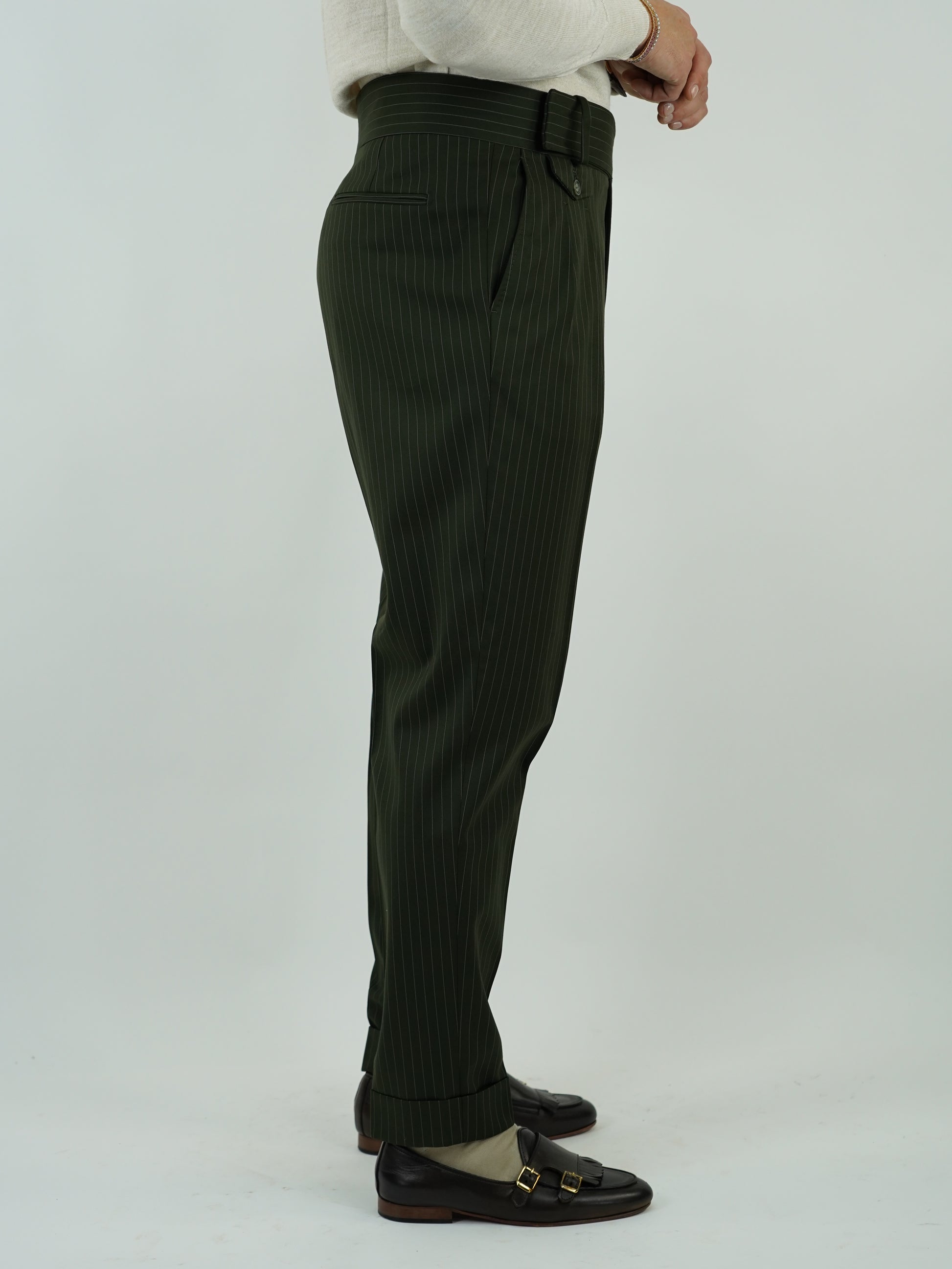 Abito Extensive monopetto petto a lancia gessato verde