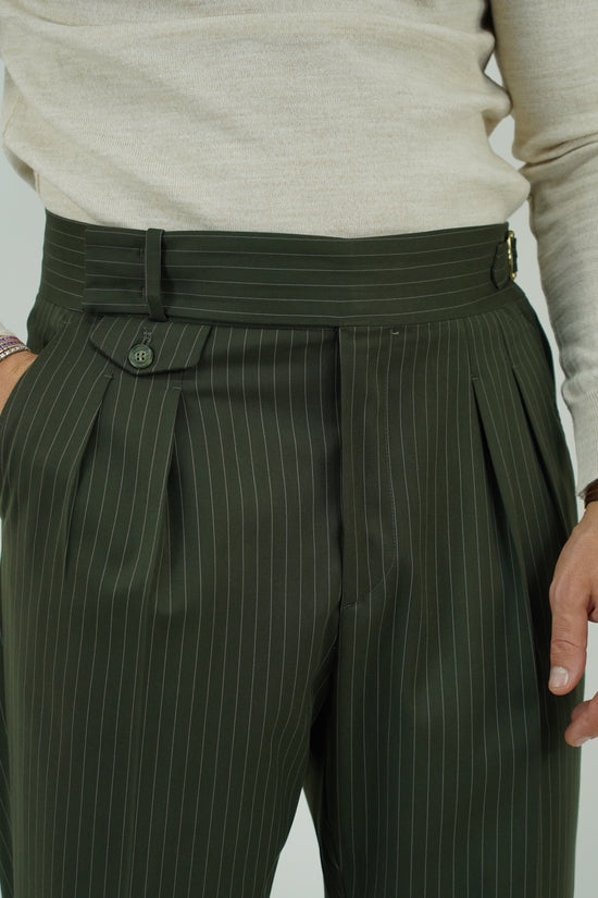 Abito Extensive monopetto petto a lancia gessato verde