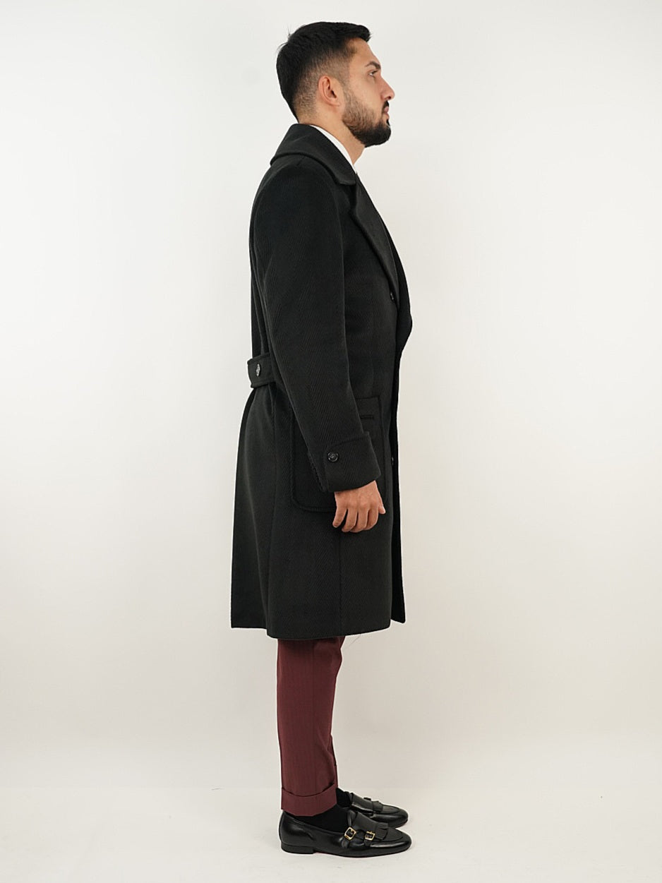 Cappotto Chesterfield Spigato Nero