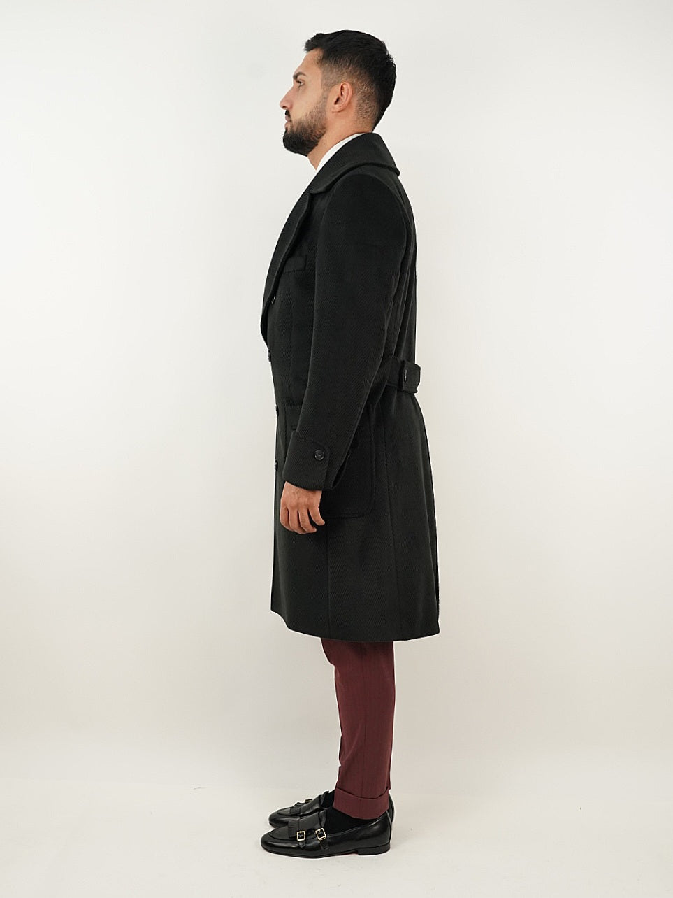 Cappotto Chesterfield Spigato Nero