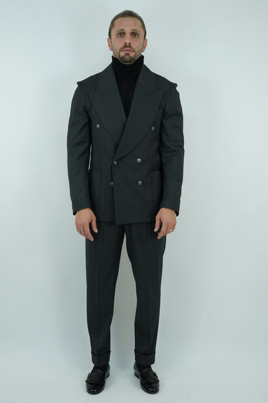 Abito Extensive doppiopetto petto a lancia gessato grigio scuro