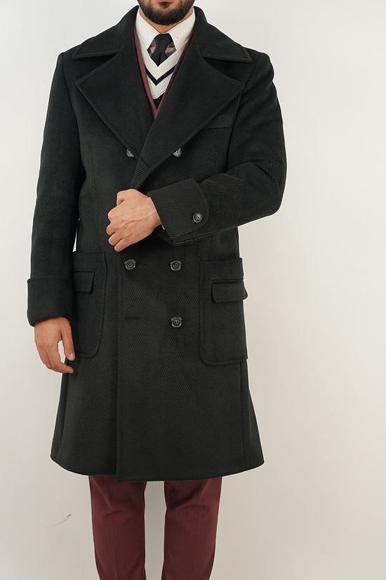 Cappotto Chesterfield Spigato Nero