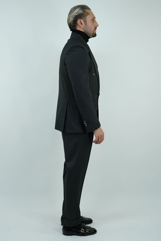 Abito Extensive doppiopetto petto a lancia gessato grigio scuro