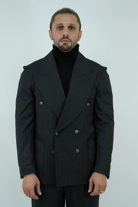 Abito Extensive doppiopetto petto a lancia gessato grigio scuro