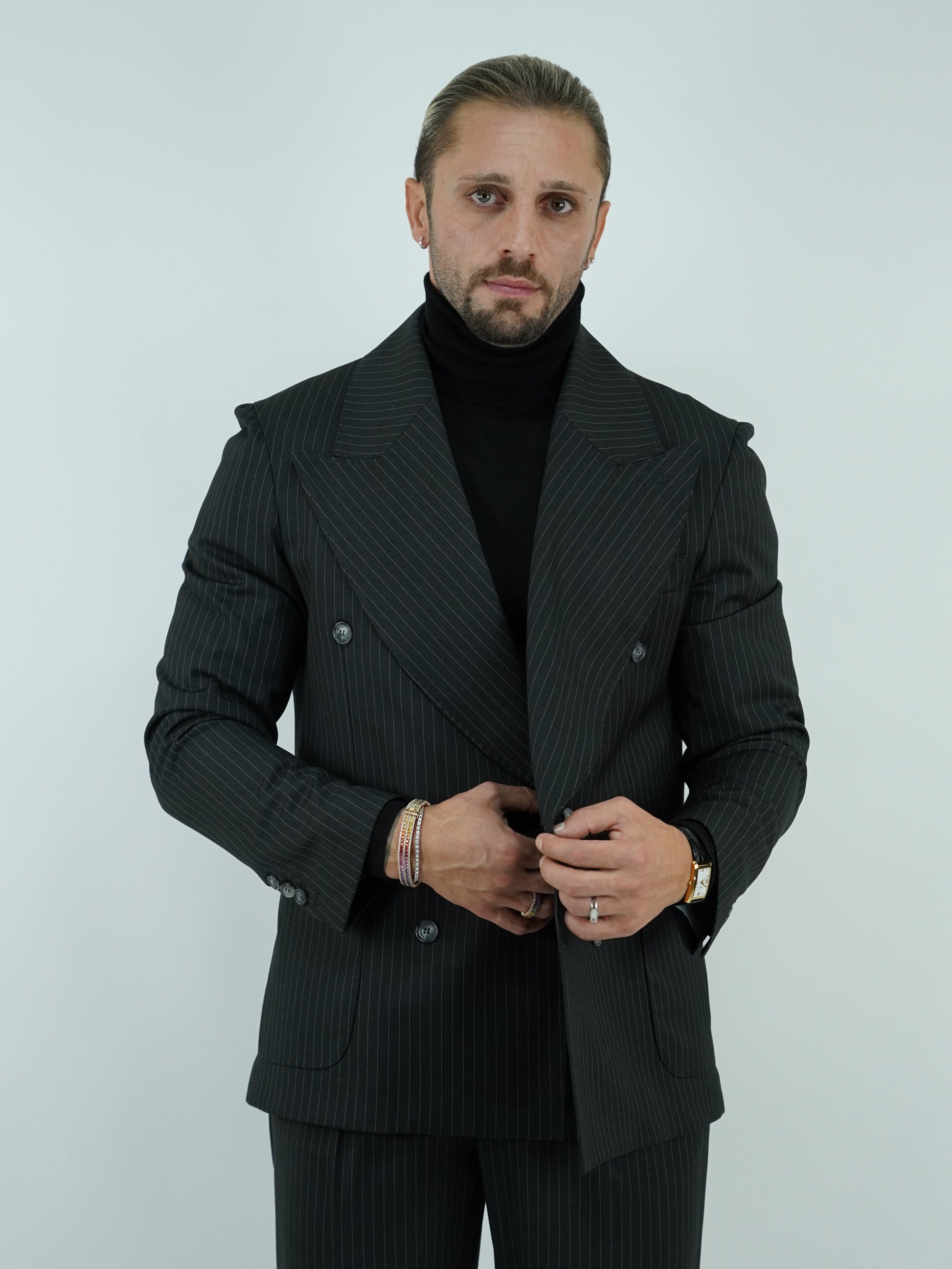 Giuseppe Tammaro Collection Abito Extensive gessato grigio scuro