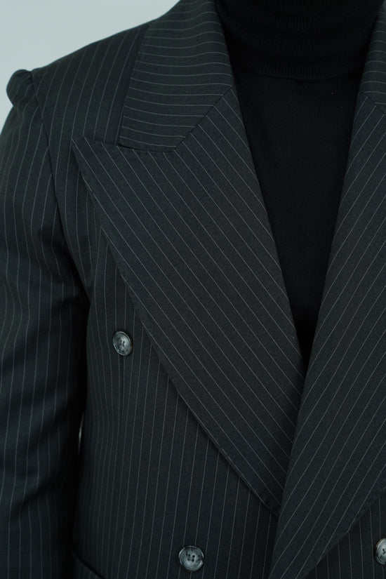 Abito Extensive doppiopetto petto a lancia gessato grigio scuro