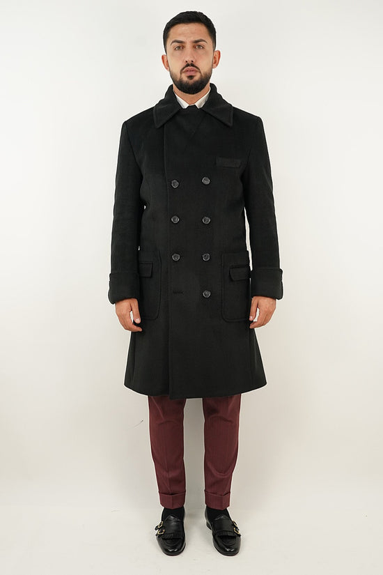 Cappotto Chesterfield Spigato Nero