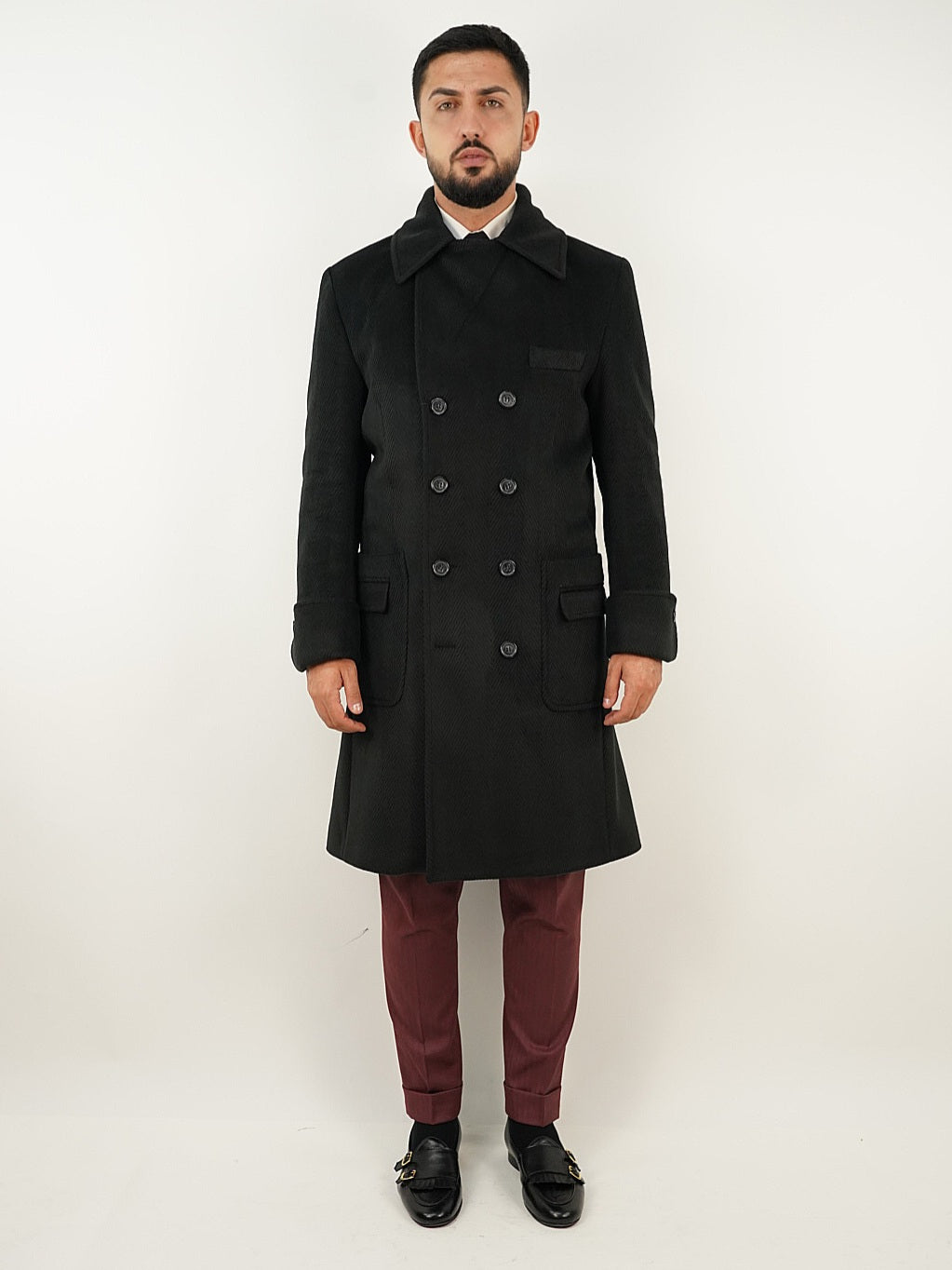 Cappotto Chesterfield Spigato Nero