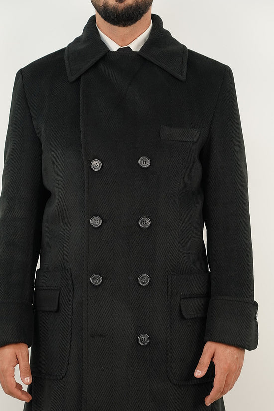 Cappotto Chesterfield Spigato Nero
