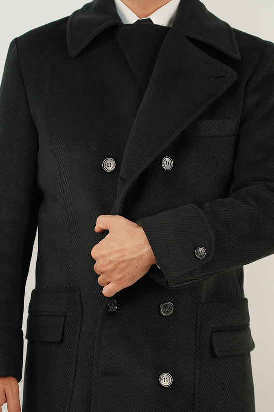 Cappotto Chesterfield Spigato Nero