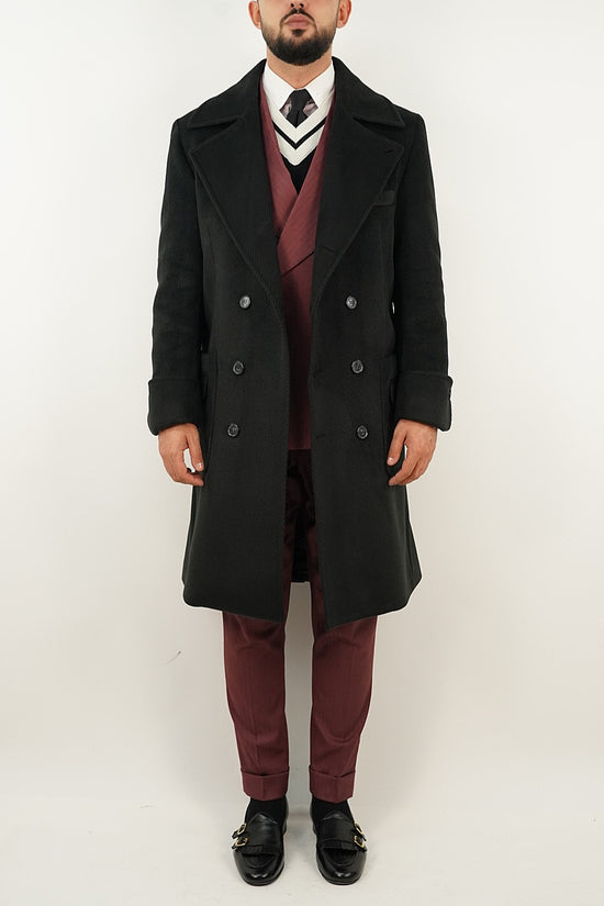 Cappotto Chesterfield Spigato Nero