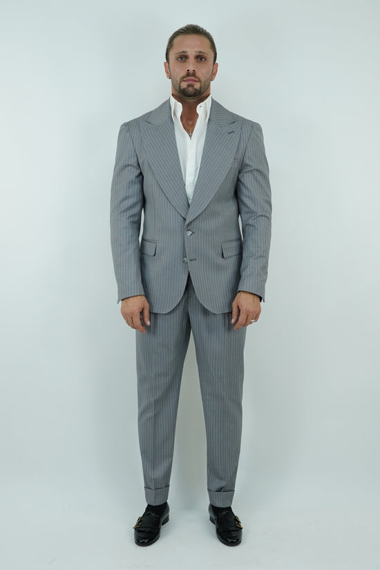 Abito Extensive monopetto petto a lancia gessato grigio