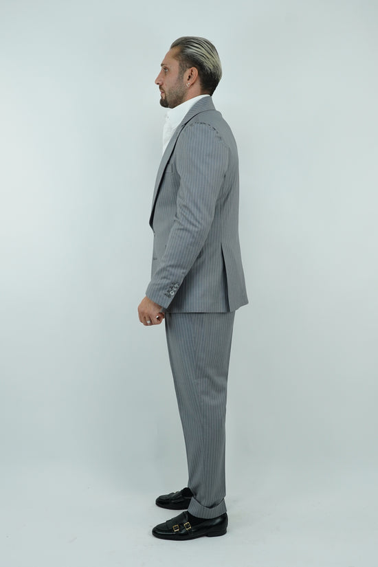 Abito Extensive monopetto petto a lancia gessato grigio