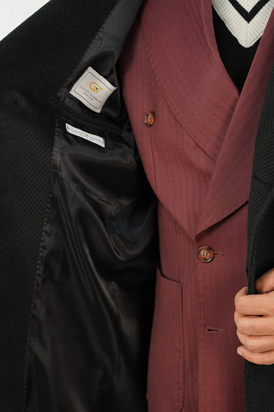 Cappotto Chesterfield Spigato Nero