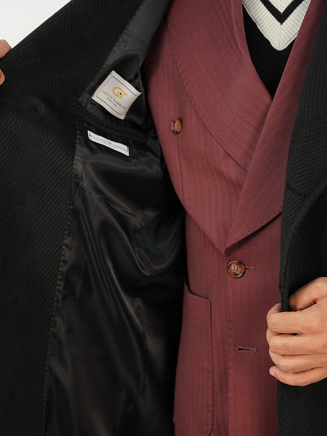 Cappotto Chesterfield Spigato Nero