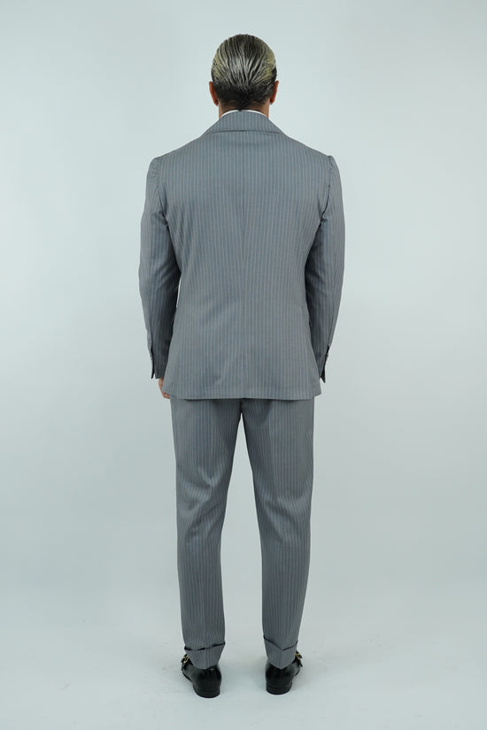 Abito Extensive monopetto petto a lancia gessato grigio