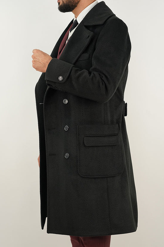 Cappotto Chesterfield Spigato Nero