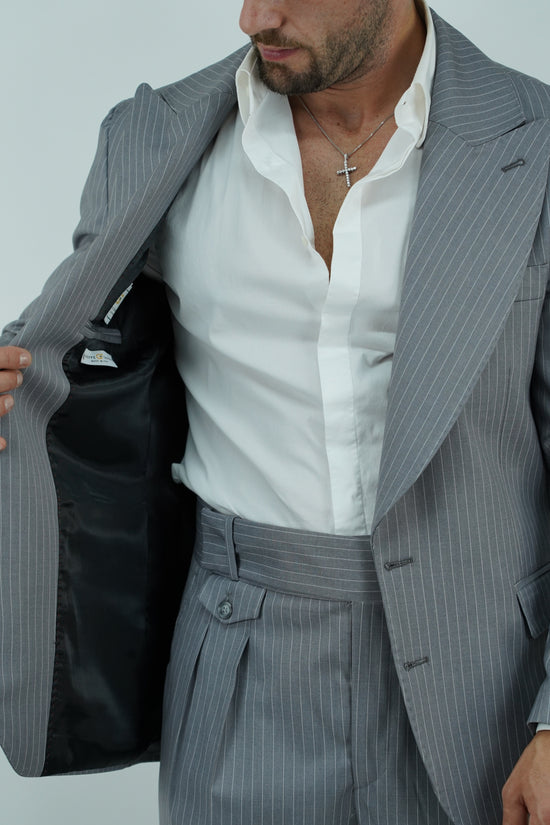 Abito Extensive monopetto petto a lancia gessato grigio