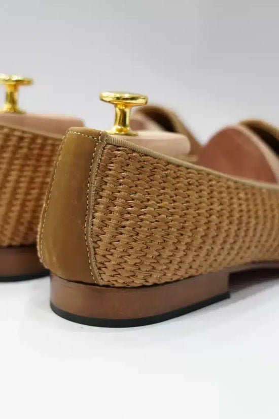 Mocassini pantofola in rafia