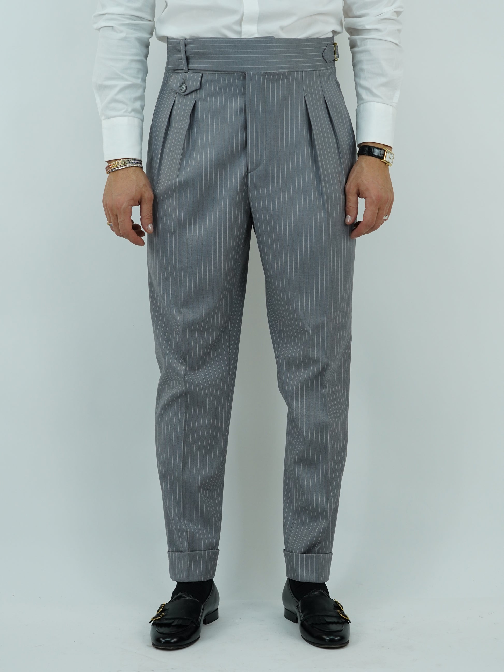 Abito Extensive monopetto petto a lancia gessato grigio