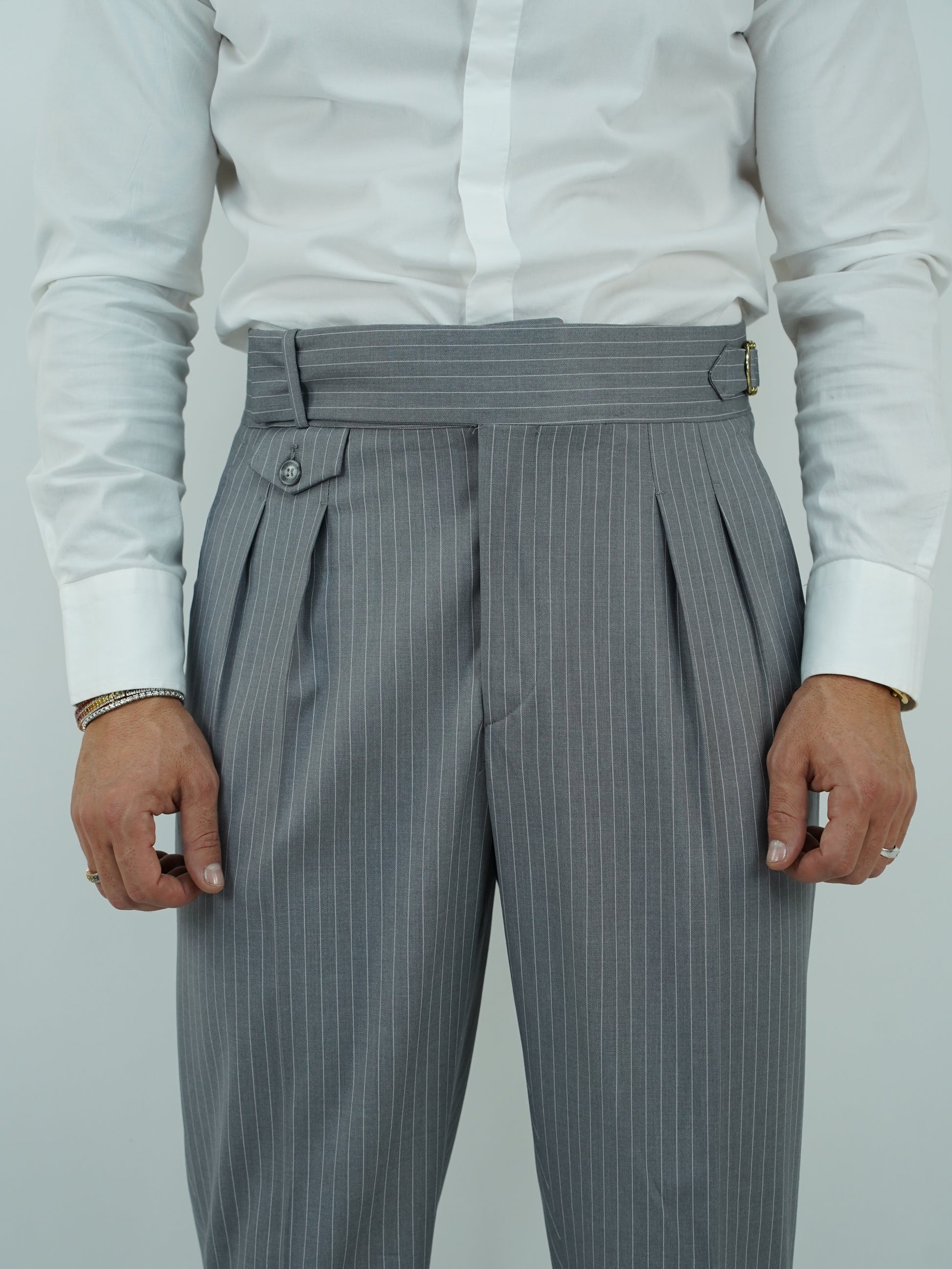 Abito Extensive monopetto petto a lancia gessato grigio