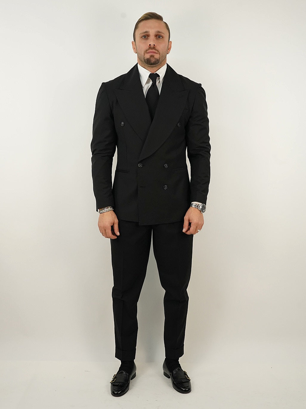 Abito Extensive doppiopetto petto a lancia corvino