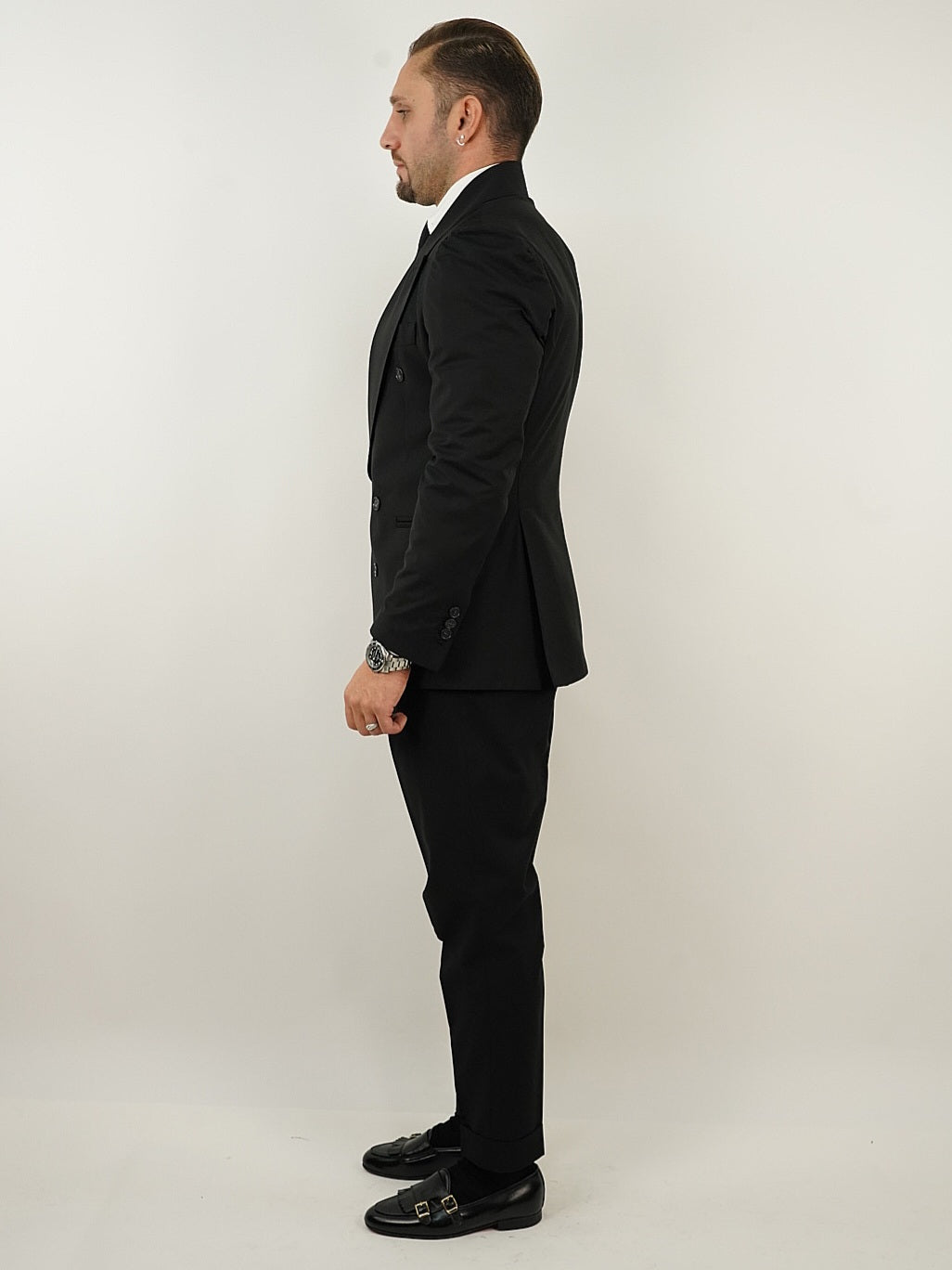 Abito Extensive doppiopetto petto a lancia corvino