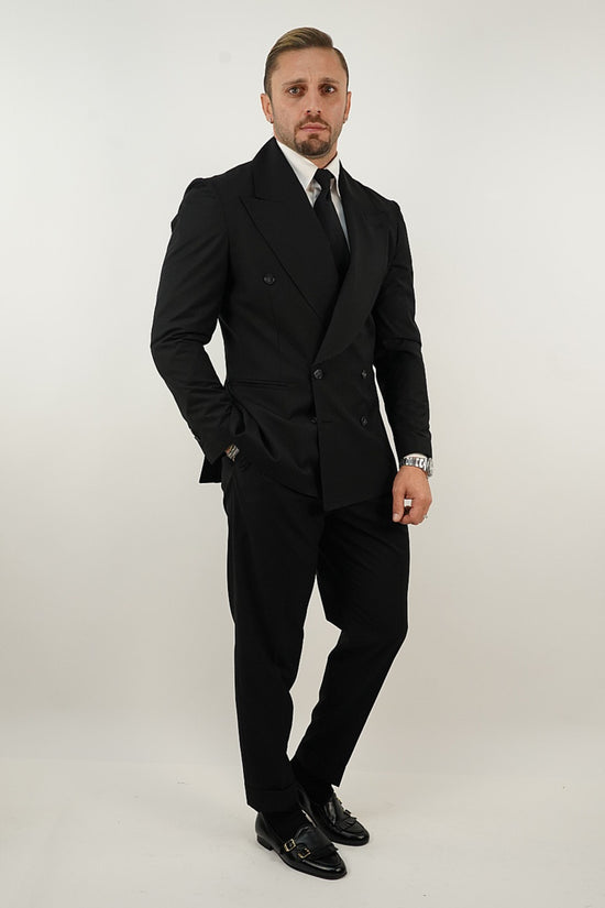 Abito Extensive doppiopetto petto a lancia corvino