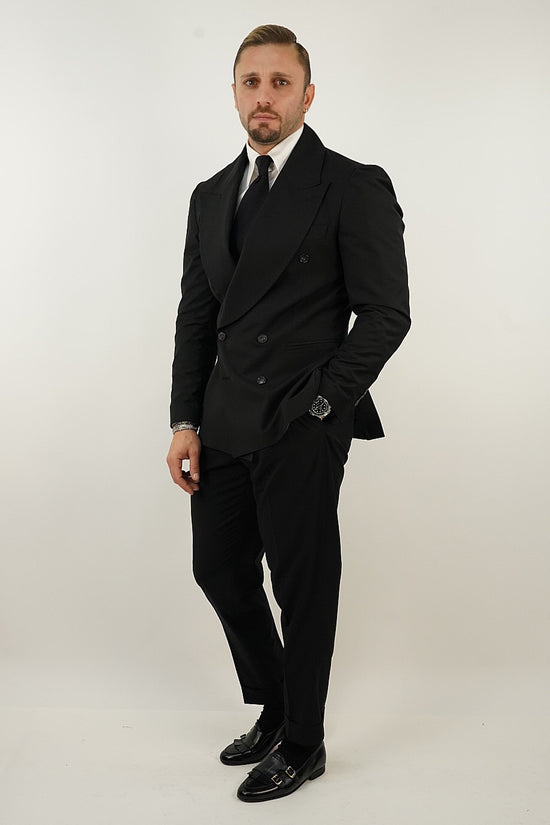 Abito Extensive doppiopetto petto a lancia corvino