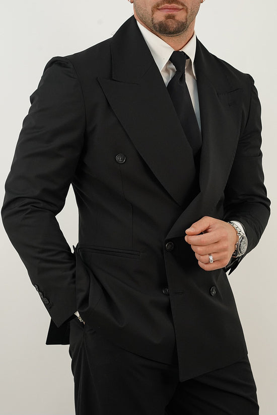 Abito Extensive doppiopetto petto a lancia corvino